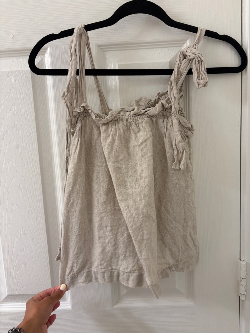 J. Crew Beige Tie-Shoulder Linen Camisole